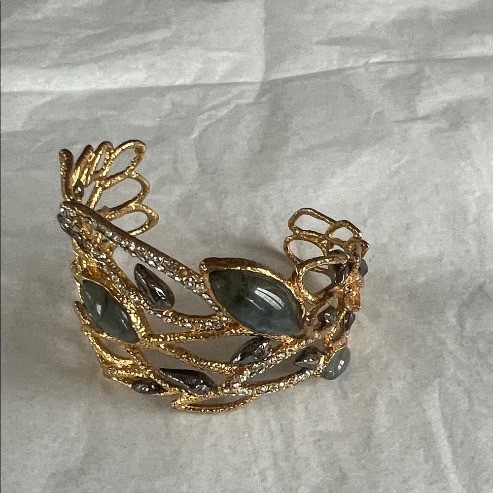 Alexis Bittar Gold and Gray Leaf Bracelet